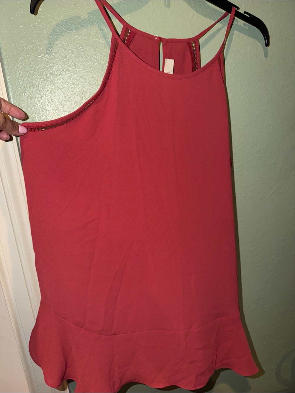 LOFT Red Double-Strap Ruffle-Hem Camisole - Picture 4 of 9